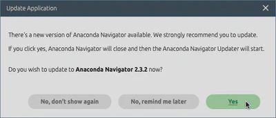 Upgrade available for Anaconda Navigator