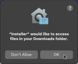 Allow access to the Downloads folder.