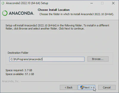 Anaconda3 Setup Choose Installation Location