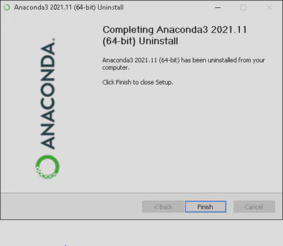Completing Anconda3 2021.11 (64-bit) Uninstall