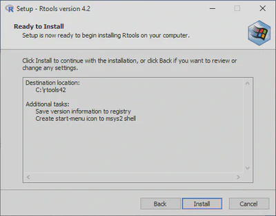 Rtools ready to install overview.